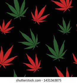 cannabis green botanical vector seamless pattern. Concept for print, textile, cards, web design