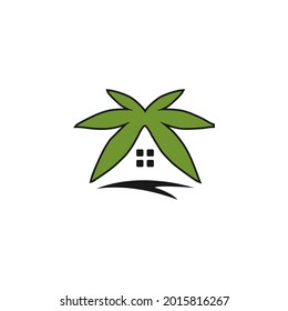 Cannabis green house logo vector