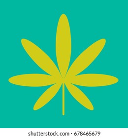 Cannabis green leaf hippie sign isolated on white