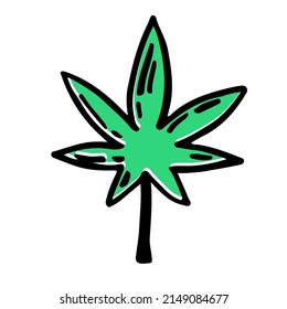 Cannabis green plant leaf vector sketch icon. Cbd product hand drawn symbol