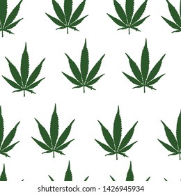 Cannabis green seamless vector pattern. Concept for print, textile, web design, clothing design