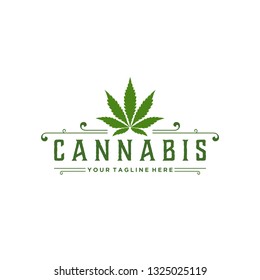 Cannabis Green vintage badge Logo Design