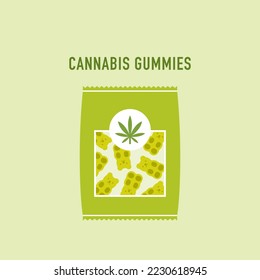 Cannabis Gummies-Paket. Vektorgrafik