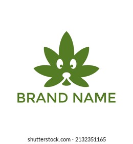 Cannabis and happy dog logo design