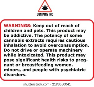 Cannabis Health Warning Messages, Contains THC