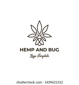 Cannabis or Hemp and Bug Premium Logo Template 
