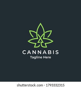 Cannabis or Hemp business with arrow growth logo design