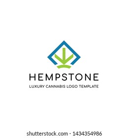 Cannabis or Hemp with Diamond Shape logo Design Template