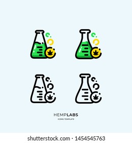 Cannabis or Hemp Flat Icons Vector Set