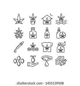 Symbol-Set für die Cannabis- oder Hanfindustrie