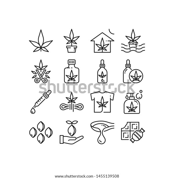 Cannabis Hemp Industry Icons Set Stock Vector (Royalty Free) 1455139508