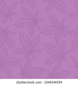 Cannabis or Hemp Leaf Seamless pattern with Pink Color, Great for backgrounds, fabrics, wrapping paper, etc.