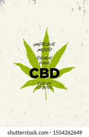 cannabis hemp leaf with text print vector illustration design