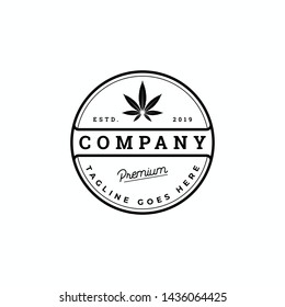 Cannabis or Hemp Logo Template. Simple Badge logo design