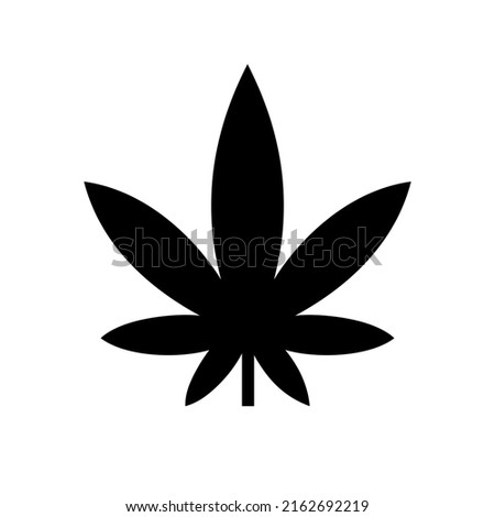Cannabis or hemp or marijuana leaf black glyph icon. Vector isolated on white background.