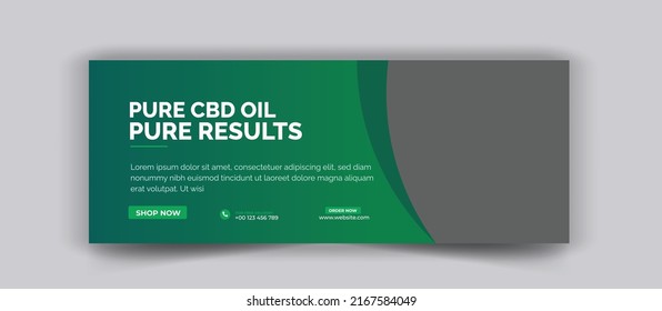 Cannabis hemp product cbd oil social media banner template