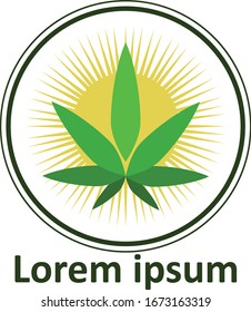 Diseño de vectores con logotipo de hierba de cannabis