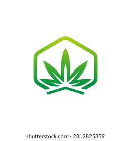 Cannabis-Kräuterblatt-Logo, Vektorgrafik
