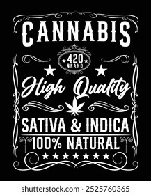 CANNABIS SATIVA DE ALTA QUALIDADE E INDICA 100% DESIGN DE CAMISA NATURAL