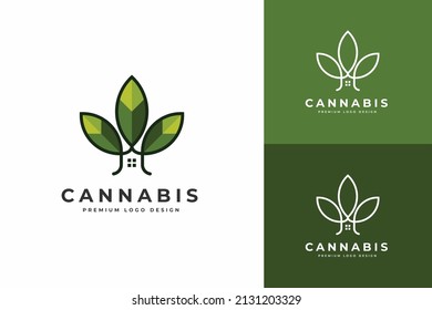Plantilla vectorial de diseño del logotipo de hoja de árbol de cannabis