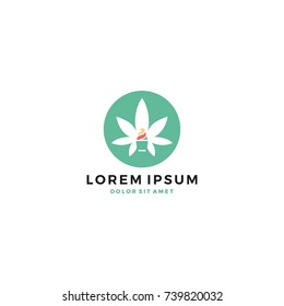 cannabis ice cream logo vector icon template