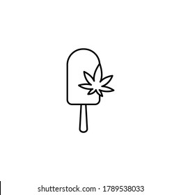 Cannabis ice cream simple thin line icon vector illustration