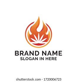 cannabis icon with flames a logo icon vector design illustration 
