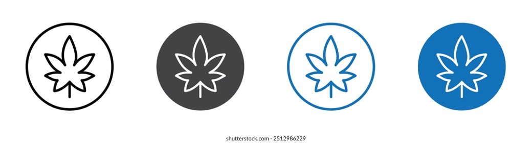 Conjunto de marcas de iconos editables planos de icono de cannabis.