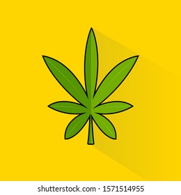 Cannabis Icon. Leaf of marijuana in a flat style. Vector.