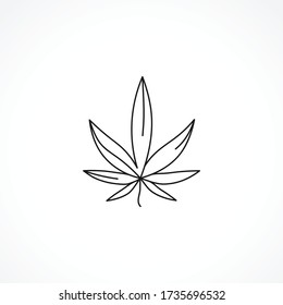 Cannabis Ikone, Marihuana-Blattlinie Symbol. Cannabis Blatt isolierte Linie Symbol. Symbol für Marihuana-Linie