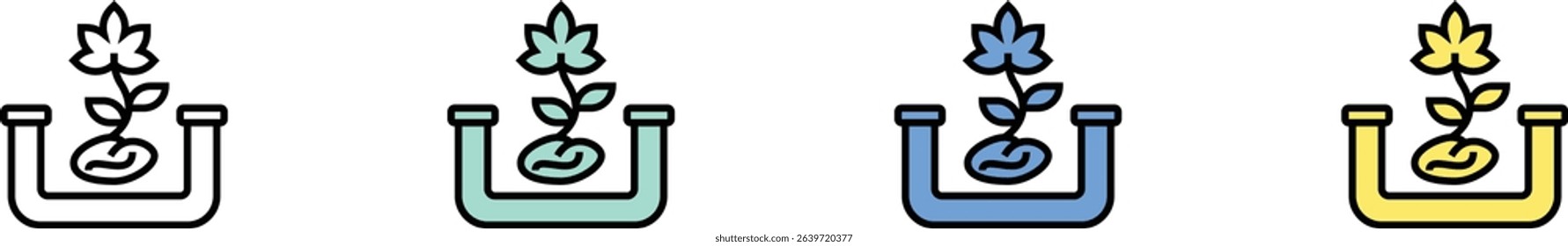 Cannabis icon. Outline, Green, Blue and Yellow Style Design Isolated On White Background