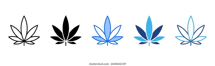 Conjunto de iconos de cannabis colección de estilo múltiple