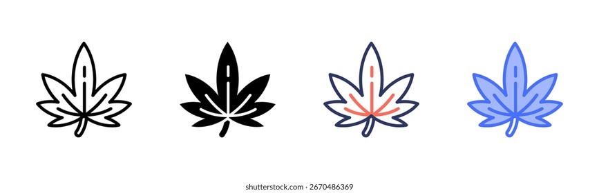 Cannabis-Symbolsatz - Sammlung mit mehreren Stilen