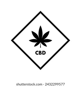 Cannabis Icon. Vector Cbd Icon. Marijuana Leaf Emblem. Cannabis symbol vector. CBD icon or sign. Medicine marijuana