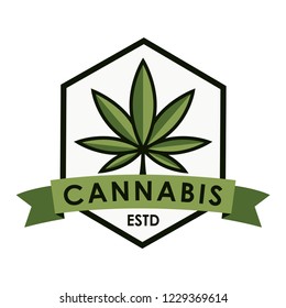 cannabis icon vector logo template in trendy flat design 