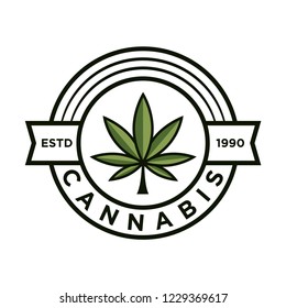 cannabis icon vector logo template in trendy flat design 