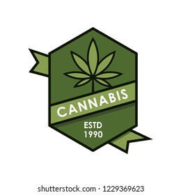 cannabis icon vector logo template in trendy flat design 