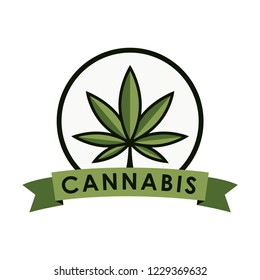 cannabis icon vector logo template in trendy flat design 