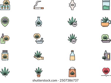 Cannabis icons collection is a vector illustration with editable stroke.