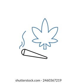 Conjunto de iconos de cannabis. Conjunto de iconos de trazo editables.Conjunto de cannabis