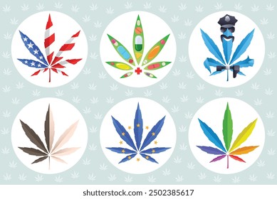 Cannabis icons set. Weed logo. Hemp design.