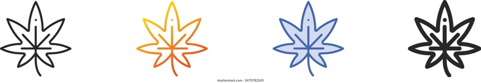 Cannabis icon.Thin Linear, Gradient, Blue Stroke and bold Style Design Isolated On White Background