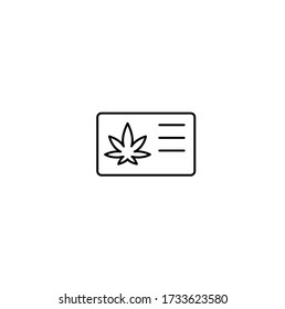 Cannabis ID Membership Card Simple Thin Line Icon Vector Illustration