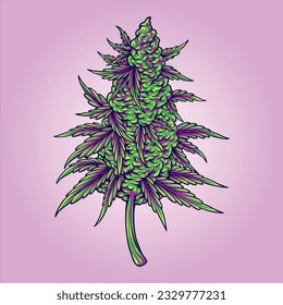 Cannabis indica botanical beauty flower bud vector illustrations for your work logo, merchandise t-shirt, stickers and label designs, poster, greeting cards advertising business company or brands