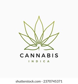 Cannabis indica continuous line logo vector icon illustration