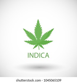 Cannabis indica vector flat icon, flat design of medical cannabis, hemp, weed or relaxation object with round shadow isolated on white background, vector illustration