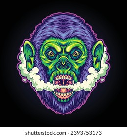 Cannabis induced gorilla latest pot craze vector illustrations for your work logo, merchandise t-shirt, stickers and label designs, poster, greeting cards advertising business company or brands