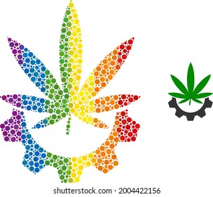 Cannabis industry composition icon of circle elements in different sizes and spectrum colored shades. A dotted LGBT-colored cannabis industry for lesbians, gays, bisexuals, and transgenders.