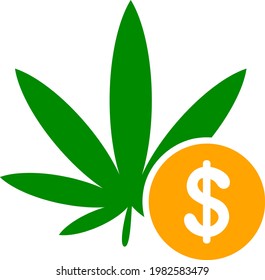 El cannabis está invirtiendo un icono vector. Un diseño de ilustración plana del icono de inversión de cannabis en un fondo blanco.