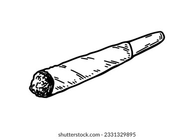 Cannabis-Gelenk. Handgezeichnete Vektorgrafik im Skizzenstil. Marijuana-Splitter